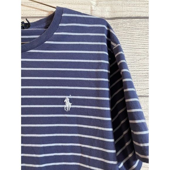 Polo Ralph Lauren - Men's Blue Stripe Logo T-Shirt - Size L - Picture 2 of 5